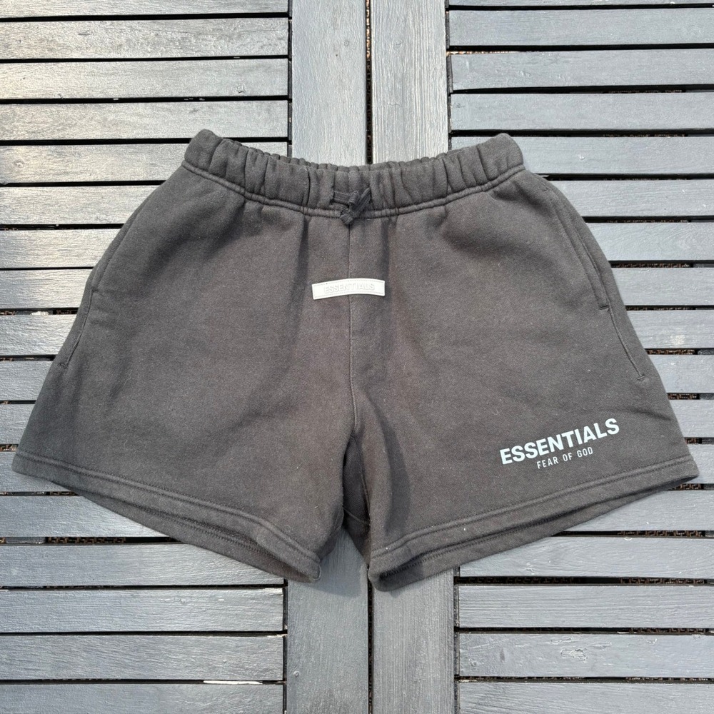 Fear of God Essentials Sweat Shorts Kids Size 8 Medium Black Excellent Logo